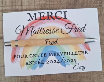 Merci Maîtresse - Stylo gravé personnalisé