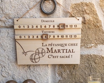 Tableau Score Pétanque – Marqueur de Points Coulissant – Décoration Bois – Cadeau Amateur de Pétanque