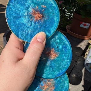 Resin Coasters - Handmade: Ocean Blue