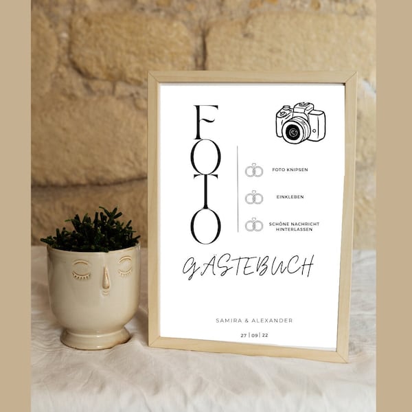 Modern sign photo guest book, photo guest book, photo guest book sign, simple template for printing, wedding, decoration, A4, A5