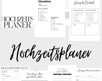 Organizador de bodas en alemán, organizador de bodas digital, organizador de bodas en PDF, lista de verificación de boda, organizador de bodas digital en alemán, A4, A5