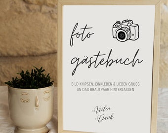 Modernes Schild Foto Gästebuch, Foto Gästebuch, Foto Gästebuch Schild, einfache Vorlage zum Ausdrucken, Hochzeit, Dekoration, A4, A5