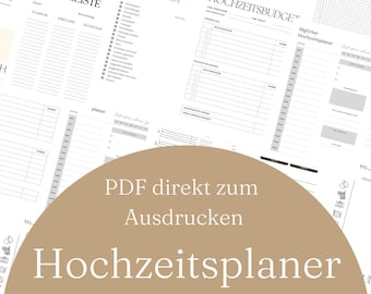 Wedding planner German, wedding planner digital, wedding planner PDF, wedding checklist, wedding planner digital German, A4, A5