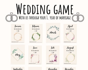 Wedding game, first year of marriage, printable wedding games, wedding game card, voucher wedding
