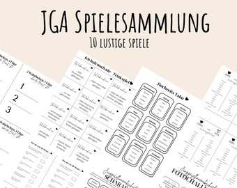 JGA Spiele, JGA Spiele Bundle digital, Junggesellinnenabschied Spiele, jga Spiel zum Ausdrucken, lustige Jga Spiel Vorlage, PDF A4, S/W