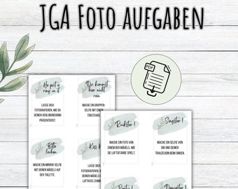 JGA Fotoaufgaben, Fotochallenge JGA, Junggesellinnenabschied Spiele, jga Spiel zum Ausdrucken, lustige Jga Spiel Vorlage, PDF A4