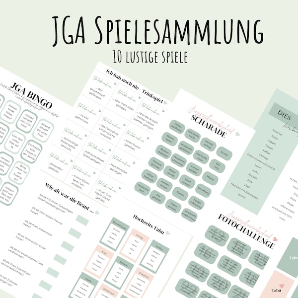 JGA Spiele, JGA Spiele Bundle digital, Junggesellinnenabschied Spiele, jga Spiel zum Ausdrucken, lustige Jga Spiel Vorlage, PDF A4