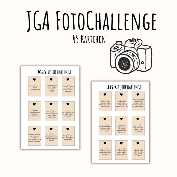 JGA photo tasks, photo challenge JGA, hen party games, jga game printable, funny jga game template, PDF A4