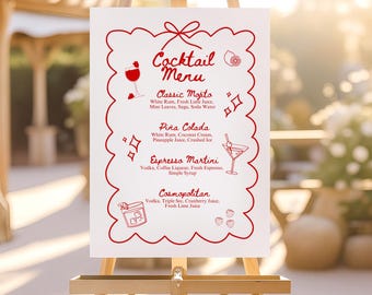 Cocktail Sign | Cocktail Menu | Italian Wedding Printable | Wedding Bar | Cocktail Station | Wedding Stationery | Canva Template