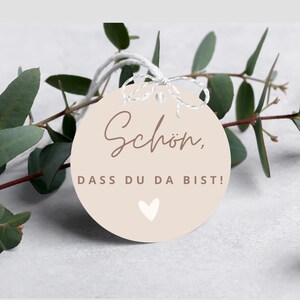 Regalo per gli invitati al matrimonio, ciondolo È bello che tu sia qui, ciondolo per il matrimonio beige, regalo per gli invitati al matrimonio, ciondolo, etichetta regalo, PDF
