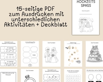 Wedding coloring book for children - Wedding children's activities - Wedding coloring book - Coloring and puzzle fun for weddings - PDF 15 pages