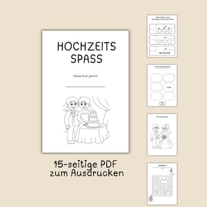 Kleurboek bruiloftsgast cadeau voor kinderen - bruiloft om kinderen bezig te houden - kleurboek bruiloft - schilder- en puzzelplezier bruiloft - PDF 15 pagina&#39;s