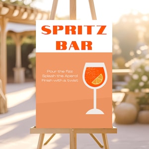 Spritz Bar Sign | Aperol Spritz Sign | Limoncello Hugo Spritz Printable | Wedding Bar | Cocktail Menu | Wedding Stationery | Canva Template