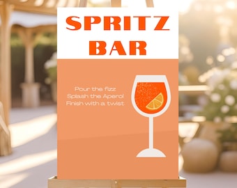 Spritz Bar Sign | Aperol Spritz Sign | Limoncello Hugo Spritz Printable | Wedding Bar | Cocktail Menu | Wedding Stationery | Canva Template