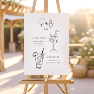 Spritz Bar Sign | Aperol Spritz Sign | Limoncello Hugo Spritz Printable | Wedding Bar | Cocktail Menu | Wedding Stationery | Canva Template