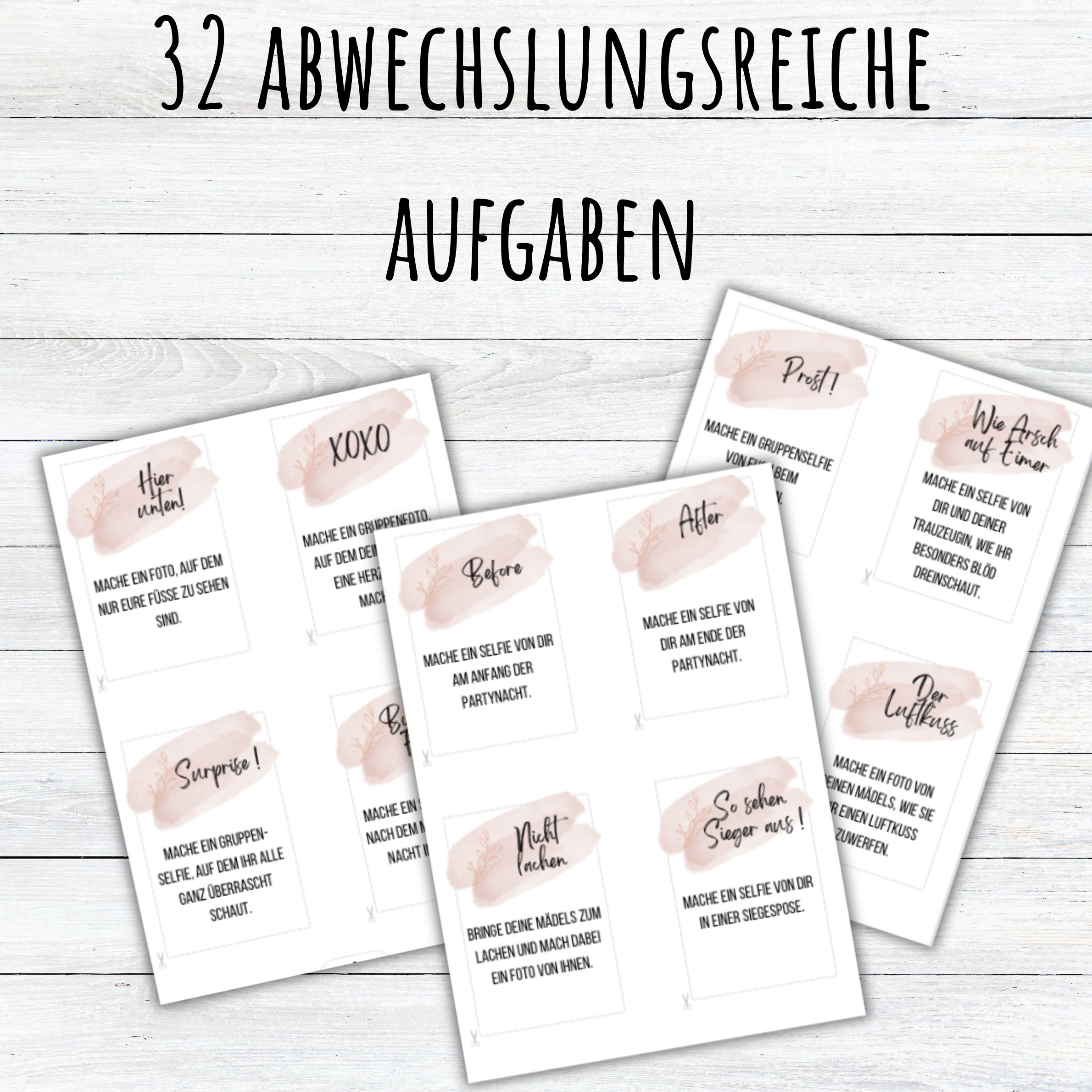 JGA Fotoaufgaben, Fotochallenge JGA, Junggesellinnenabschied Spiele