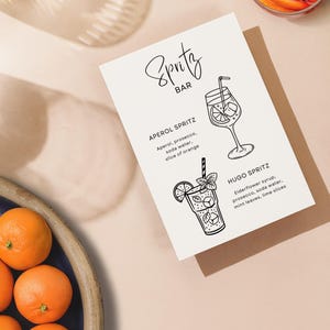 Spritz Bar Sign | Aperol Spritz Sign | Limoncello Hugo Spritz Printable | Wedding Bar | Cocktail Menu | Wedding Stationery | Canva Template