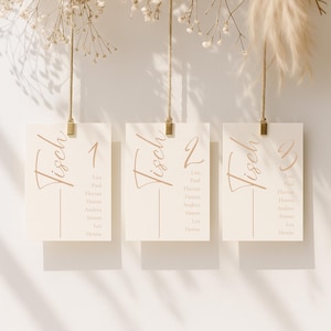 Wedding seating plan | Seating arrangement | Table arrangement | Table numbers gold | Seat selection | Table plan for printing - Canva Template A5
