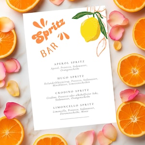 Spritz Bar Sign | Aperol Spritz Sign | Limoncello Hugo Spritz Printable | Wedding Bar | Cocktail Menu | Wedding Stationery | A5 A2 A1