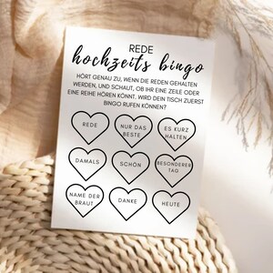 Wedding bingo - wedding games - wedding speech bingo - fun wedding game - bingo wedding - PDF to print A6