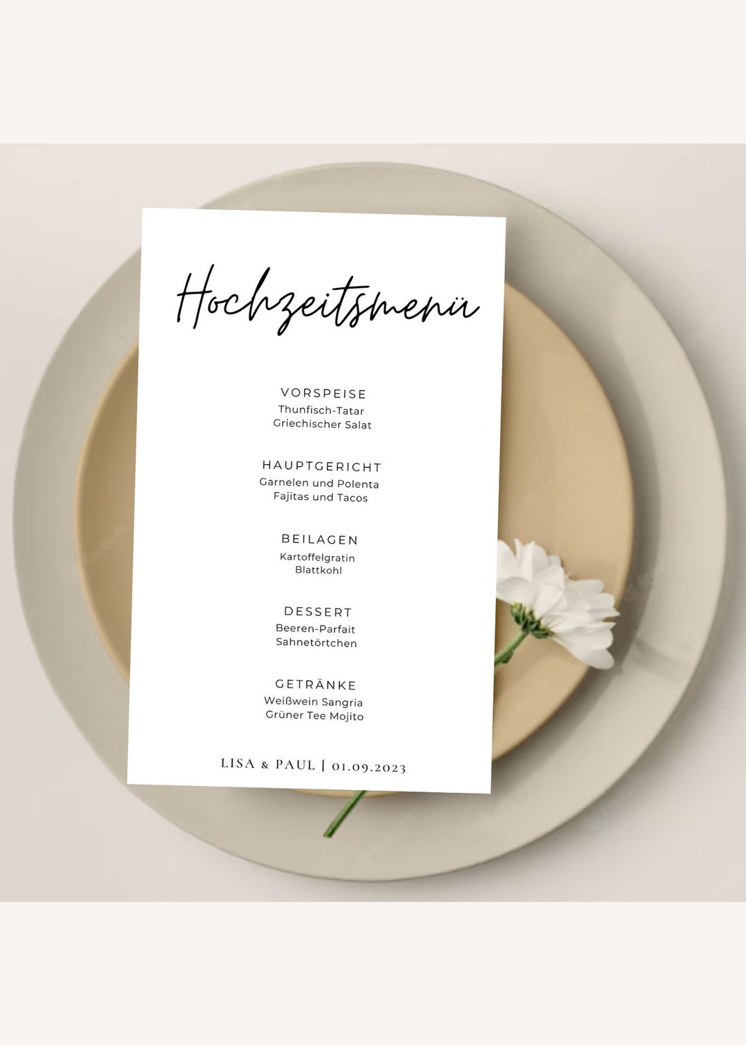 Hochzeitsmenüvorlage Minimalistisches Hochzeitsmenü Etsy