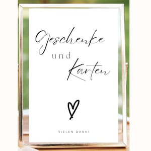 Decorazioni per matrimoni minimaliste - tavolo dei regali - biglietti e regali - regali di nozze - espositori per tavoli dei regali - PDF A5
