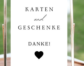 Hochzeitsdeko minimalistisch-Geschenketisch-Karten und Geschenke -Hochzeit Geschenke -Geschenketisch Aufsteller-Geschenketisch Vorlage - PDF