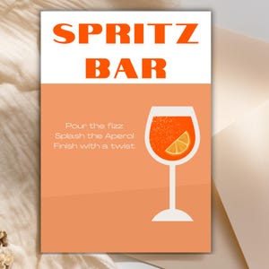 Spritz Bar Sign | Aperol Spritz Sign | Limoncello Hugo Spritz Printable | Wedding Bar | Cocktail Menu | Wedding Stationery | Canva Template