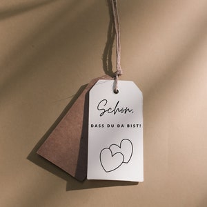 Modello minimalista per etichetta regalo, PDF per la stampa, regalo per gli invitati al matrimonio, tag Bello che tu sia qui, tag matrimonio