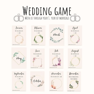 Wedding game, first year of marriage, printable wedding games, wedding game card, voucher wedding