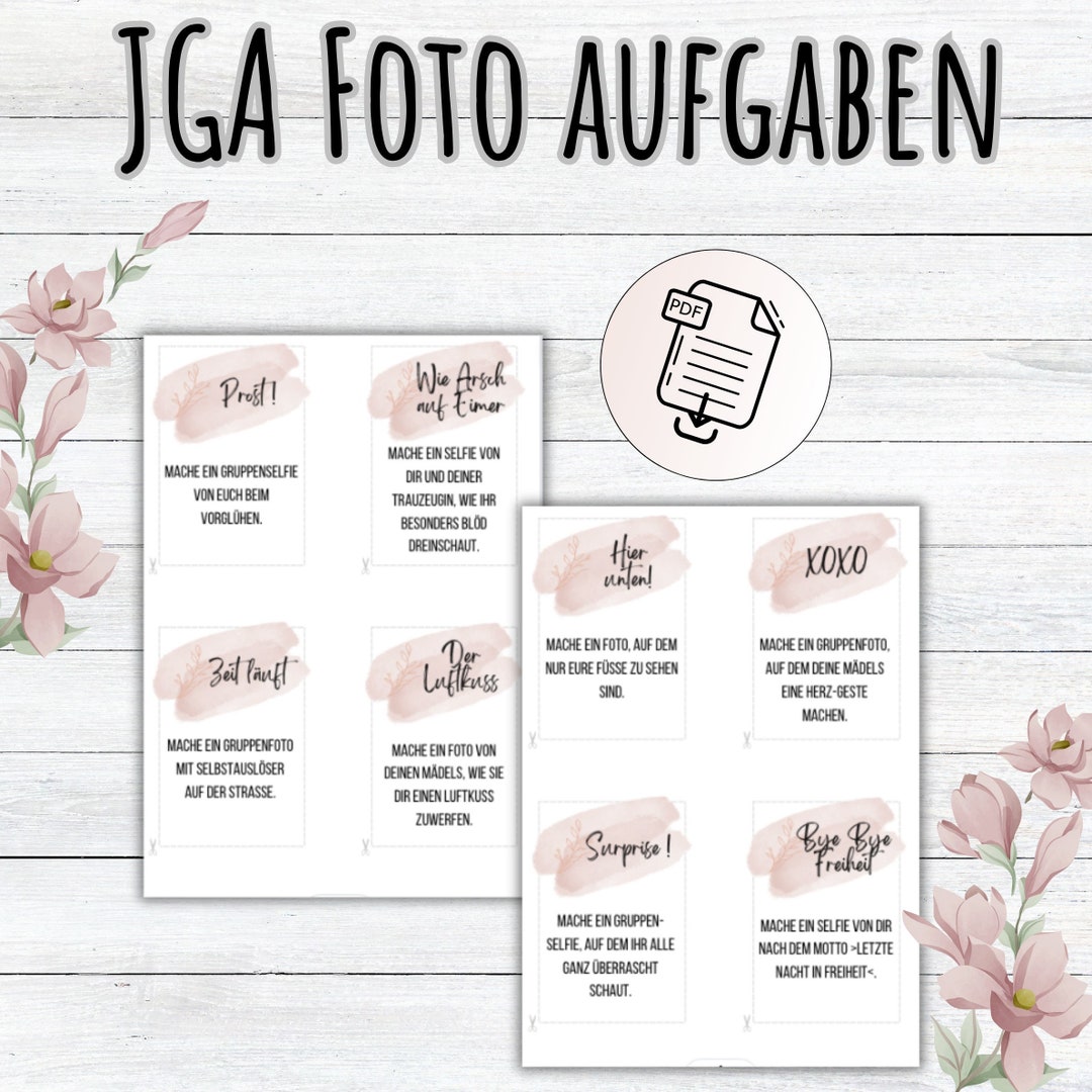 JGA Fotoaufgaben, Fotochallenge JGA, Junggesellinnenabschied Spiele