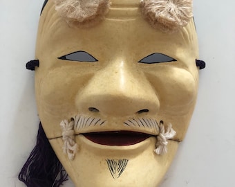 木彫りと漆塗りの能面「翁」 - Etsy 日本