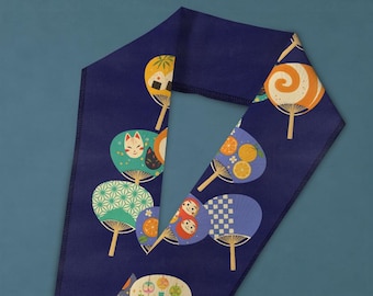 Baumwoll Haneri 'Sommernacht Matsuri' / Kimono Kragen / Yukata