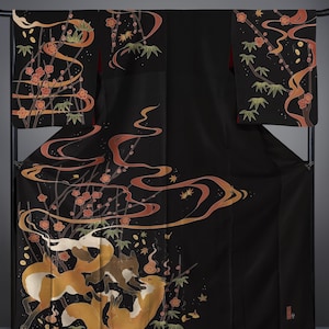 Kitsune Kimono Yukata em poliéster ou algodão com estampa feita à mão