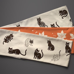 Hanhaba obi ‘autumn cats’ / kimono / yukata