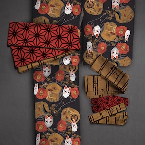 Yukata set ‘fox mask’ / kimono / plus size