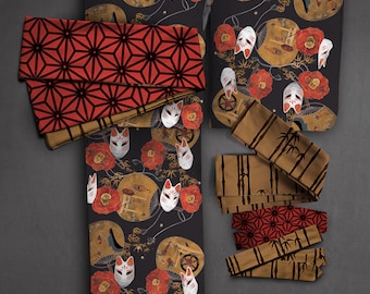 Yukata set ‘fox mask’ / kimono / plus size