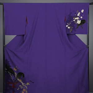 kimono "ravens - with artwork of Ohara Koson" polyester kimono / cotton yukata / plus size / custom size