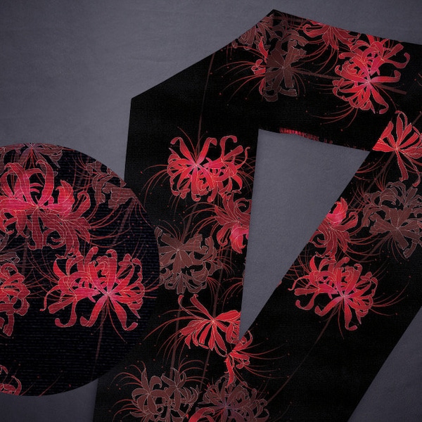 Cotton haneri ‘higanbana’ / kimono collar / yukata