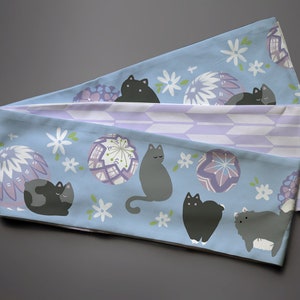 Hanhaba obi ‘temari cats’ / kimono / yukata