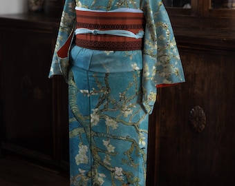 Kimono Flor de Almendro - Arte de Van Gogh, Yukata de poliéster a medida