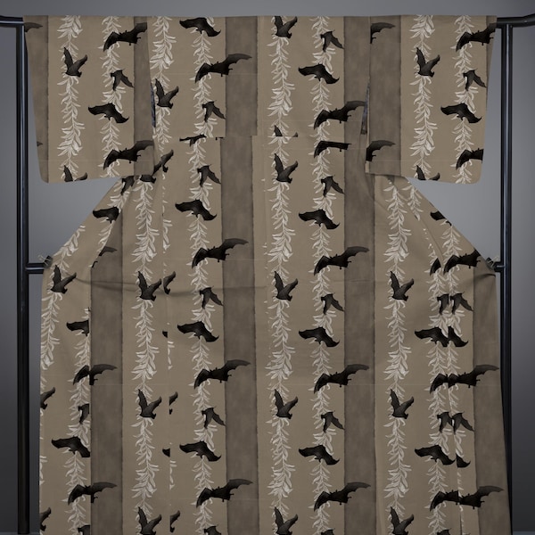 cotton yukata "willow bats“ / plus size / custom size