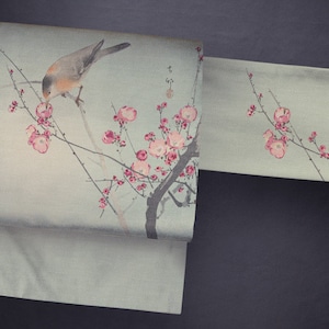 Nagoya obi ‘Ohara Koson songbird’ / kimono