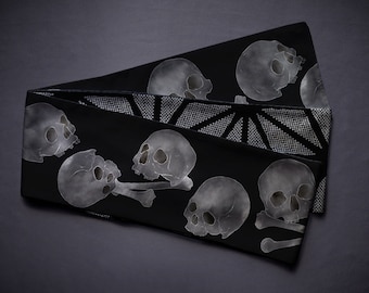 Hanhaba obi ‘skulls and bones’ / kimono / yukata