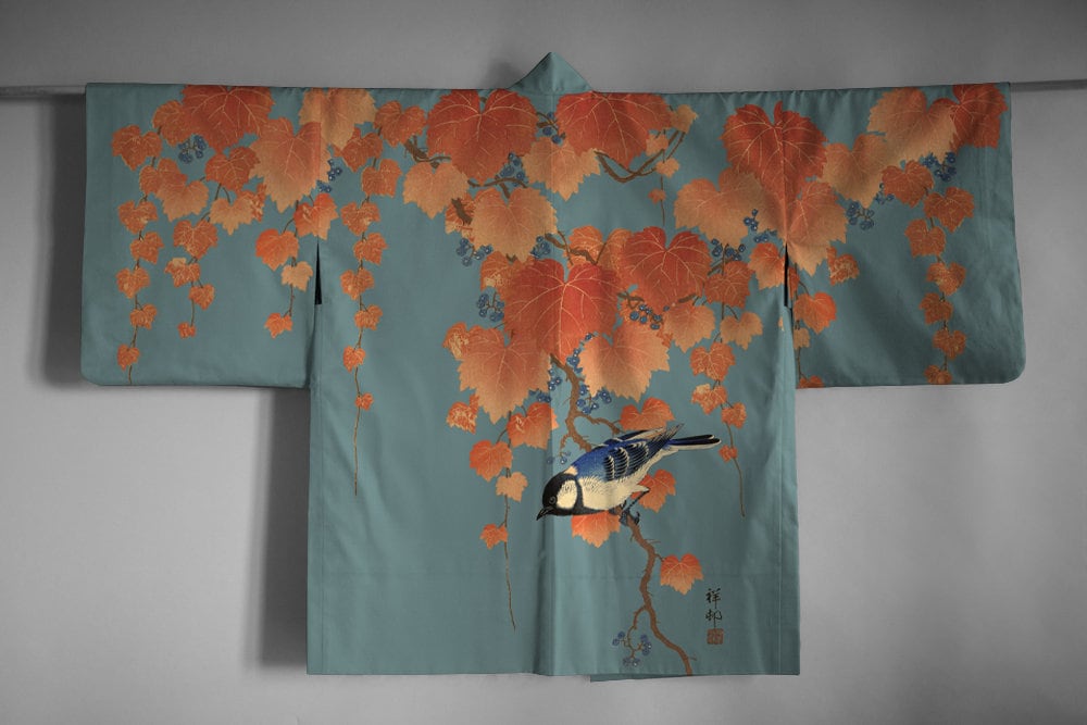 Haori coat, Ohara Koson art / kimono / yukata / plus size
