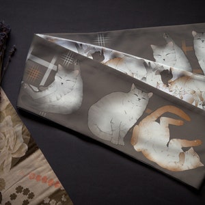 Hanhaba obi ‘cats’ / kimono / yukata