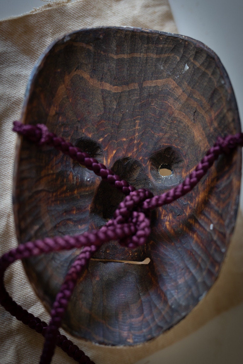 Vintage Japanese Wooden Noh Mask / Kasshiki Etsy Australia