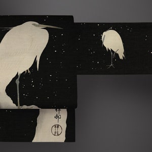 Nagoya obi ‘Ohara Koson heron’ / kimono