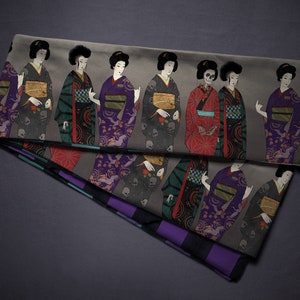 Hanhaba obi ‘modern bijinga’ / kimono / yukata
