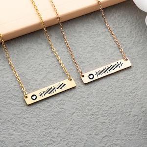 Custom Song Code Necklace, Music Jewelry, Scannable Music Code Necklace, Song Necklace, Custom Gift, Engraved Song Code Bar Necklace